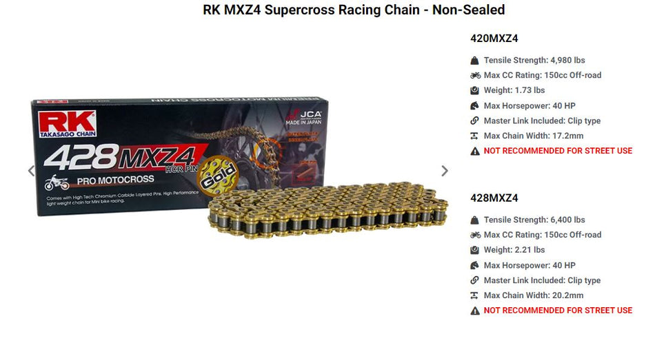 RK Gold 428MXZ4 Works Race Chain - 120 Links