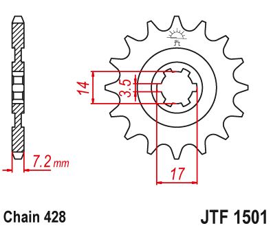 Front Sprocket 428 Pitch - KLX140/L/G - Factory Minibikes