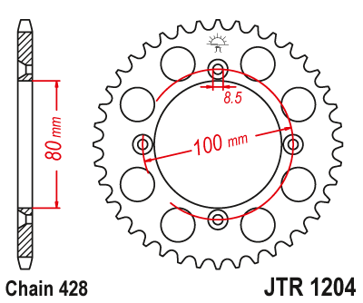 JT Rear Steel Sprocket 428 Pitch - CRF125F & CRF125FB - Factory Minibikes