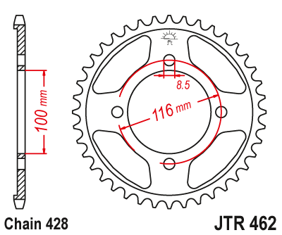JT Rear Steel Sprocket 428 Pitch - KLX140/L - Factory Minibikes