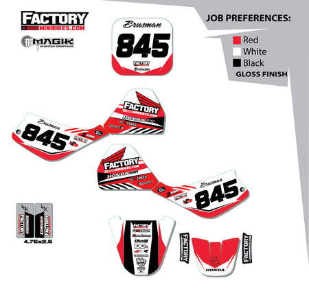 Z50 Factory Minibikes Custom Graphics Kit w/ Name & Numbers - Factory Minibikes