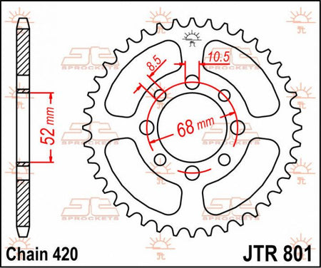 JT Rear Steel Sprocket 420 Pitch - KLX110 - Factory Minibikes