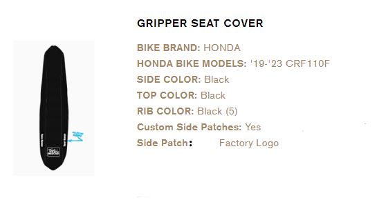 Factory Minibikes Gripper Seat Cover w/ Side Patch Logo - Factory Minibikes