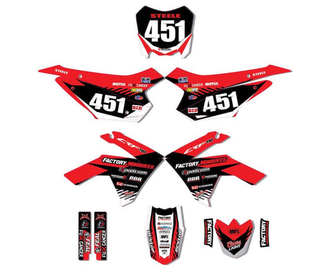 CRF110 Factory Minibikes Custom Graphics Kit w/ Name & Numbers - Factory Minibikes