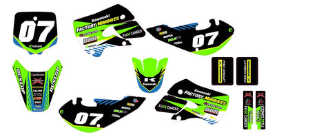 KLX110 Factory Minibikes Custom Graphics Kit w/ Name & Numbers - Factory Minibikes