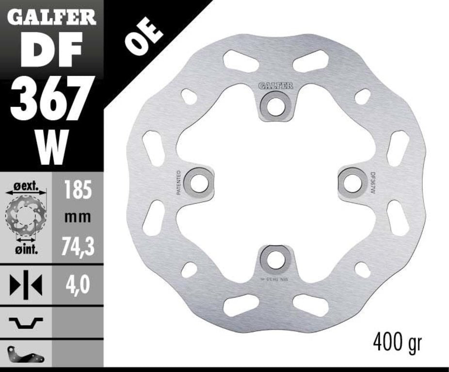 Galfer Rear Solid Mount Wave Rotor - Brake Disc - DF367W - 185mm - Factory Minibikes