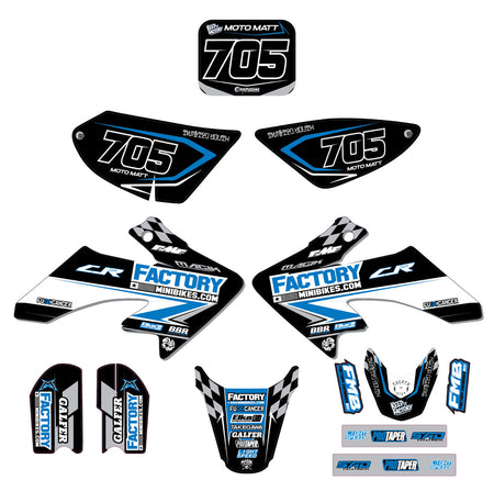 CRF50 Factory Minibikes Custom Graphics Kit w/ Name & Numbers - Factory Minibikes