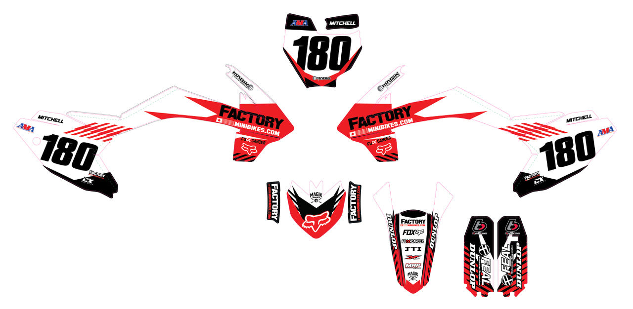 Pitster Pro FSE190R Factory Minibikes Custom Graphics Kit w/ Name & Numbers - Factory Minibikes