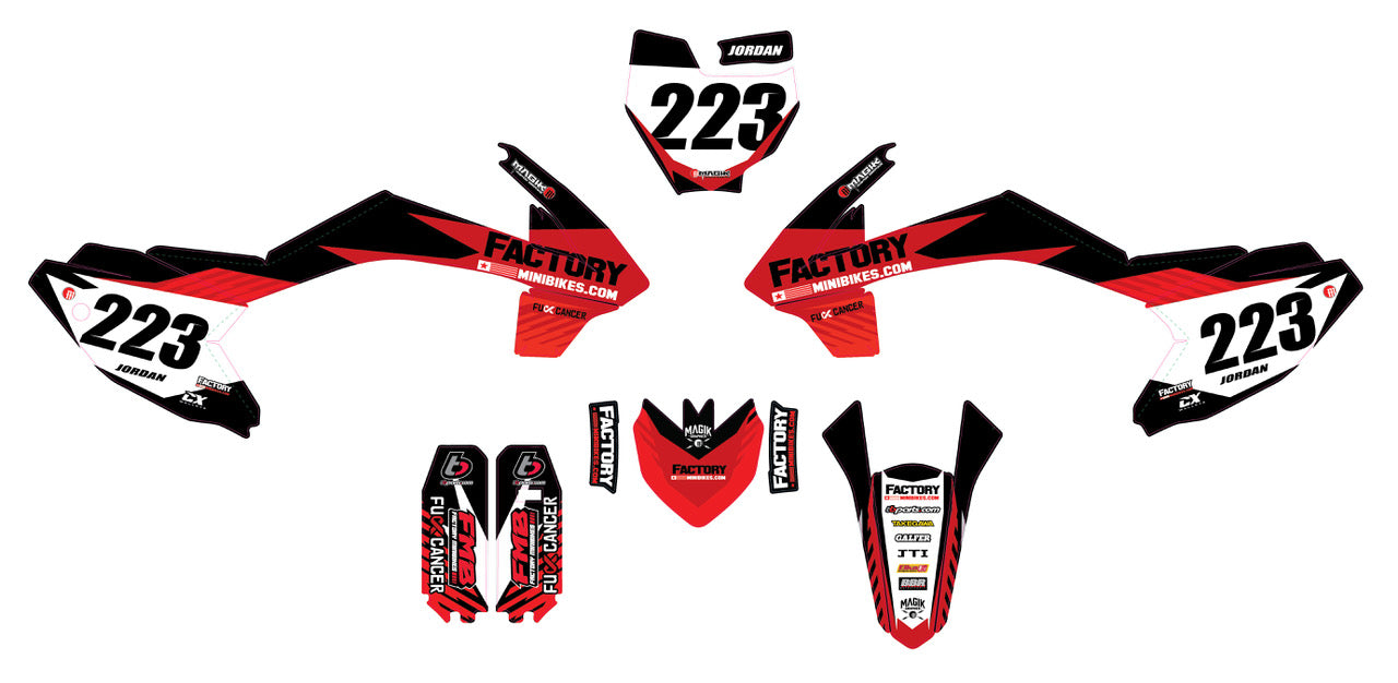 Pitster Pro FSE190R Factory Minibikes Custom Graphics Kit w/ Name & Numbers - Factory Minibikes