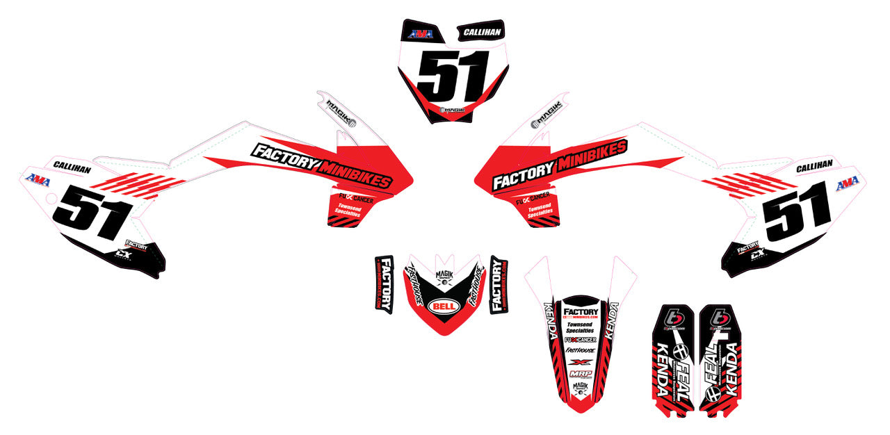 2020 Pitster Pro FSE190R Factory Minibikes Custom Graphics Kit w/ Name & Numbers - Factory Minibikes