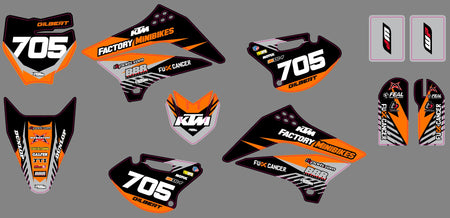 KLX110 Factory Minibikes Custom Graphics Kit w/ Name & Numbers - Factory Minibikes