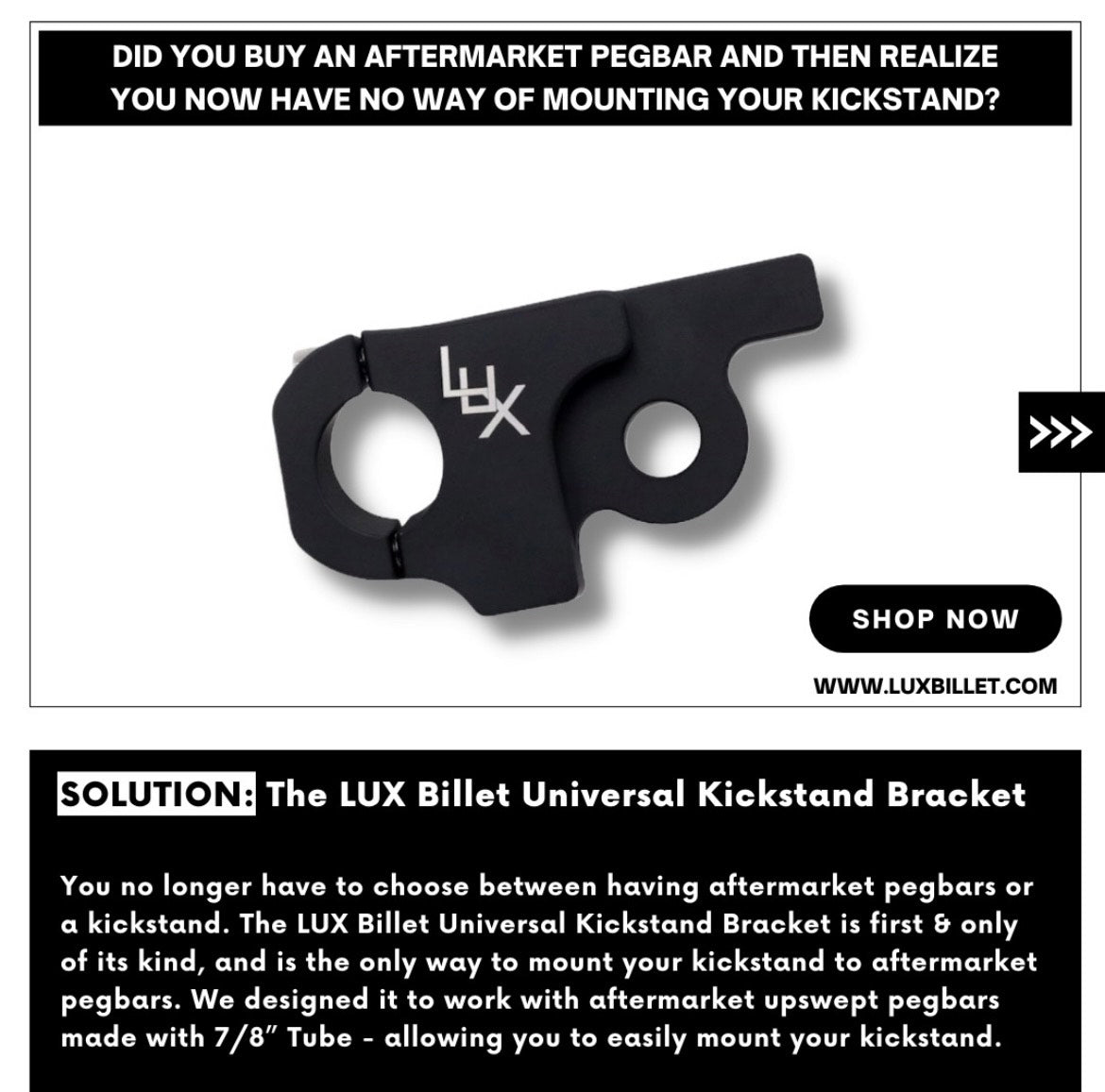 Lux Billet Universal Kickstand Bracket - CRF110 - Factory Minibikes