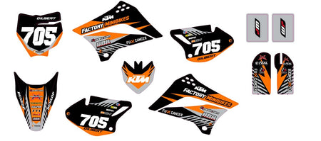 KLX110 Factory Minibikes Custom Graphics Kit w/ Name & Numbers - Factory Minibikes