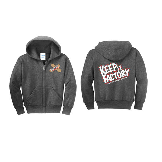 Youth Bandaid Keep It Factory Zip Up Hoodie - Factory Minibikes